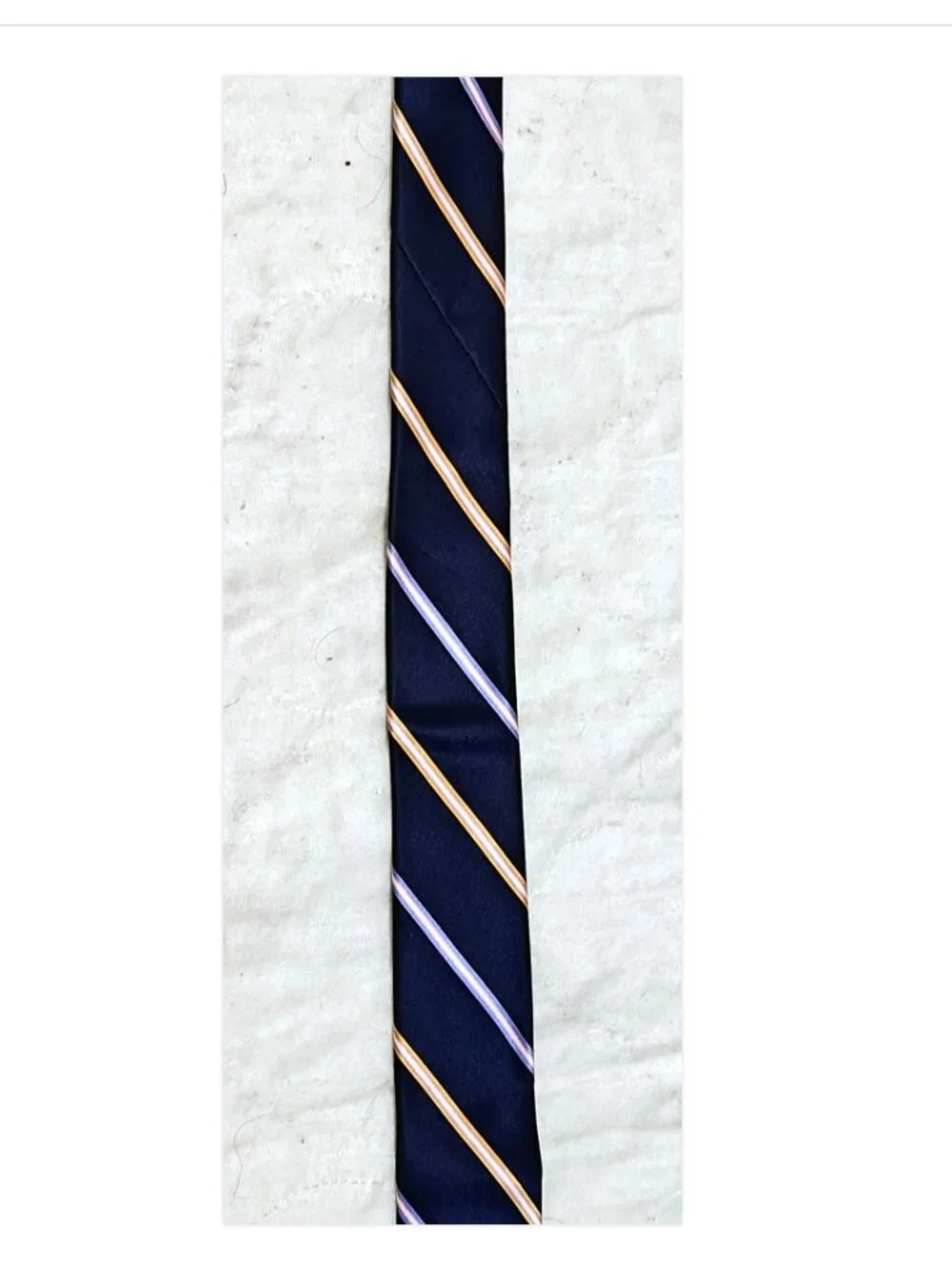 Dolcepunta Men's Silk Tie Navy Repp Stripe Thick Plush Handmade 3.5